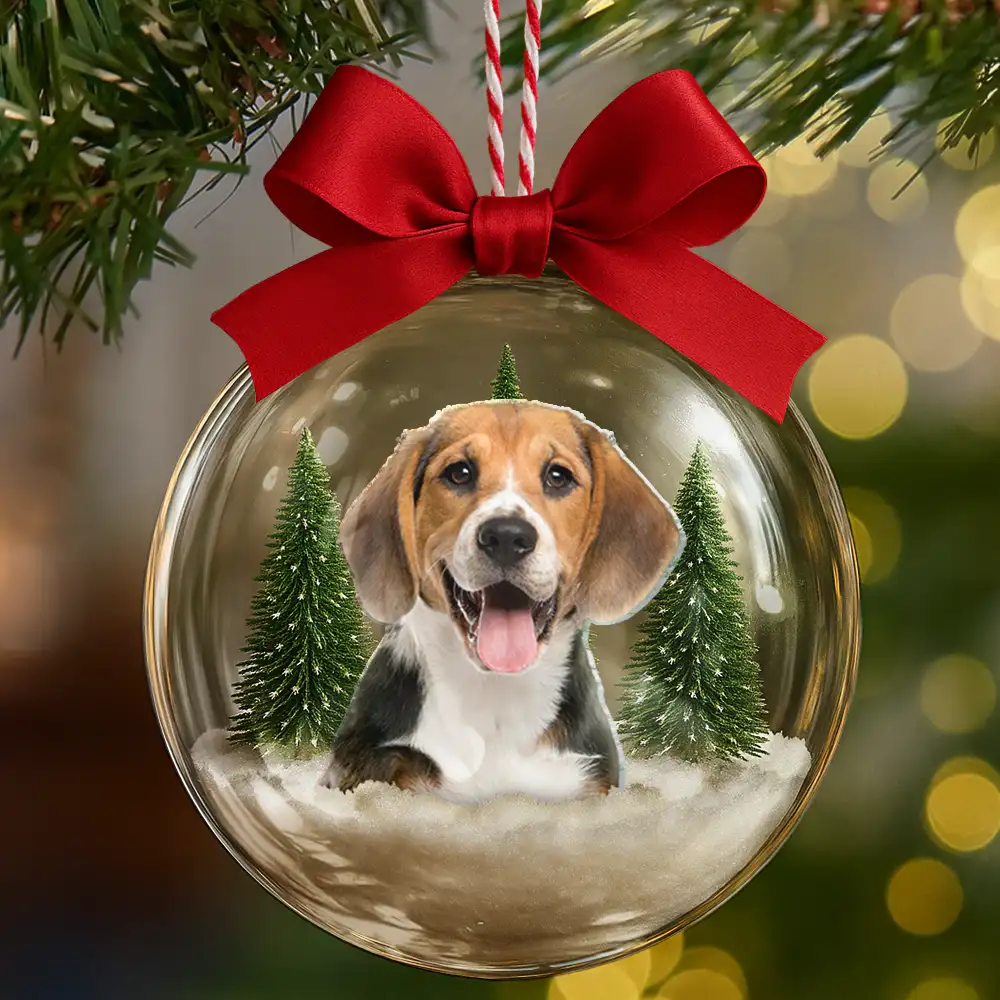 Custom Photo Christmas Pet Face Dog Cat Lover - Personalized 3D Acrylic Ball Ornament - Image 7