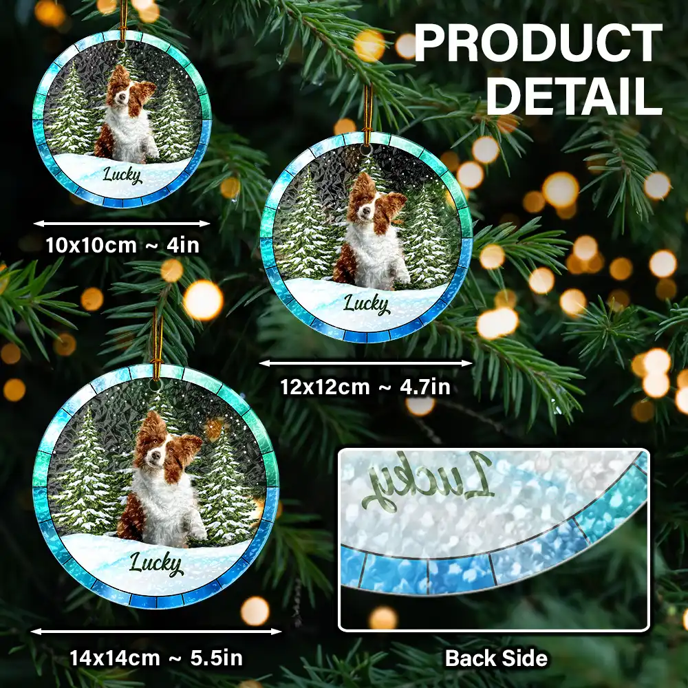 Custom Photo Christmas Pet Lovers - Personalized Stained Glass Ornament - Image 7