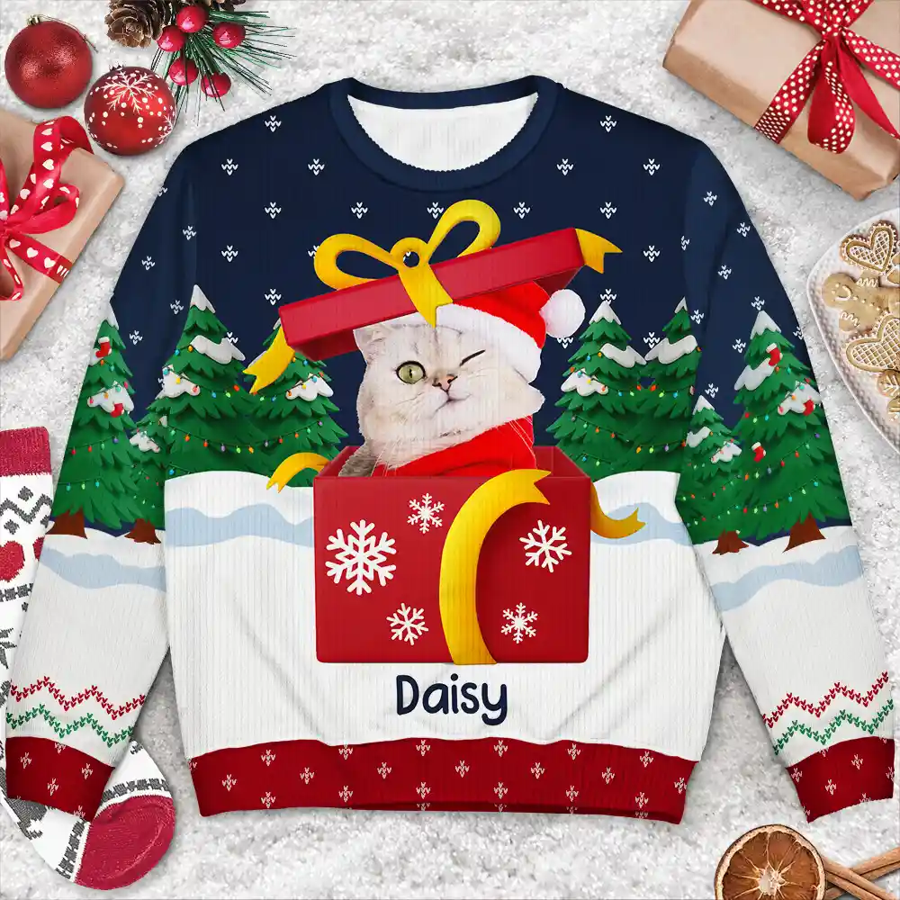 Custom Photo Christmas Present - Personalized Unisex Ugly Sweater - Image 4