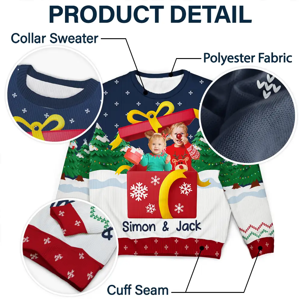 Custom Photo Christmas Present - Personalized Unisex Ugly Sweater - Image 7
