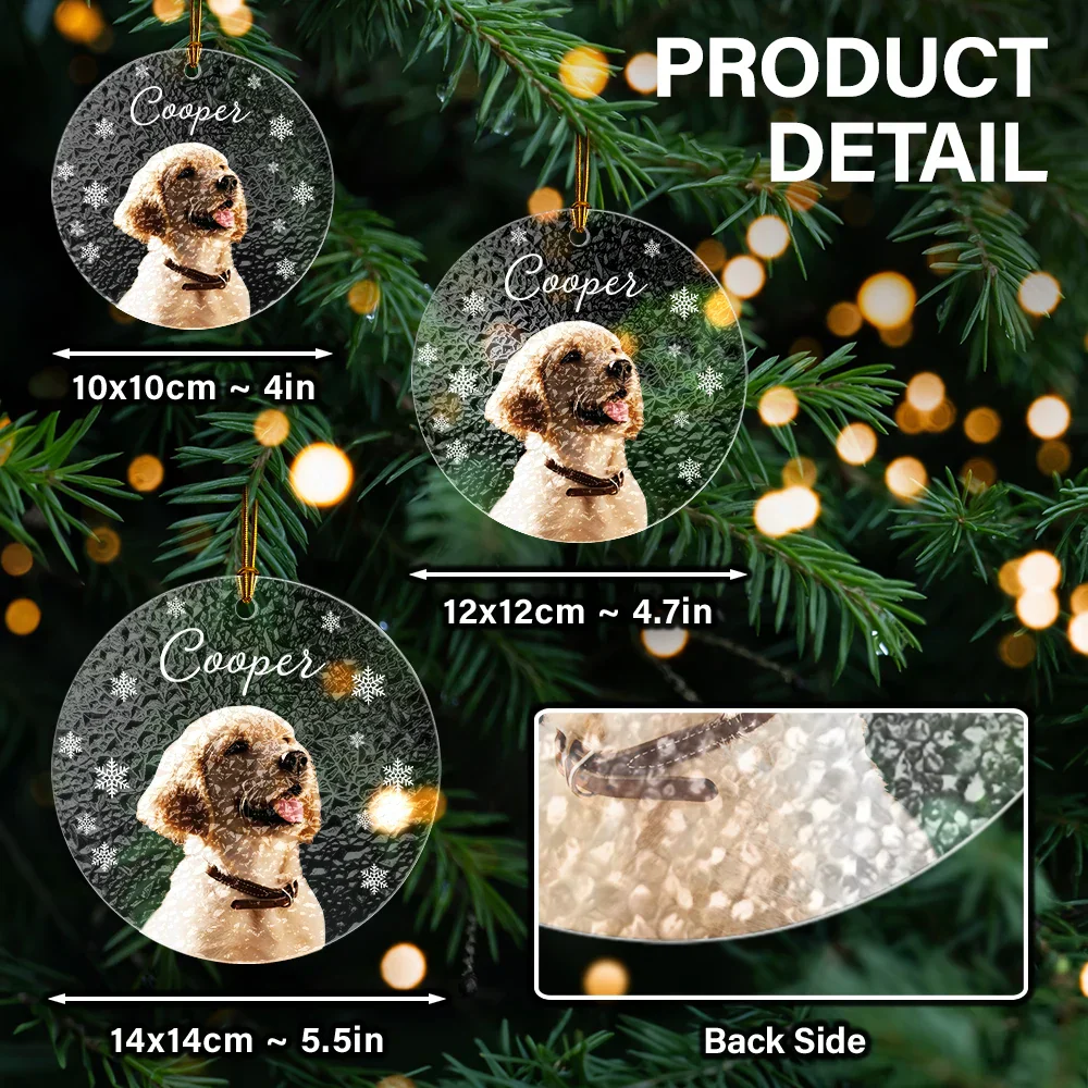 Custom Photo Christmas Puppy Picture - Personalized Stained Glass Ornament - Image 7