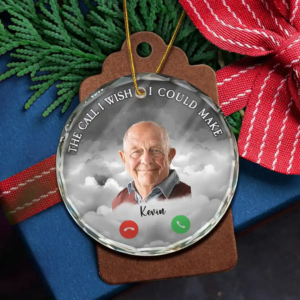 Christmas Custom Photo The Call I Wish I Could Make - Personalized Circle Glass Ornament - Image 6