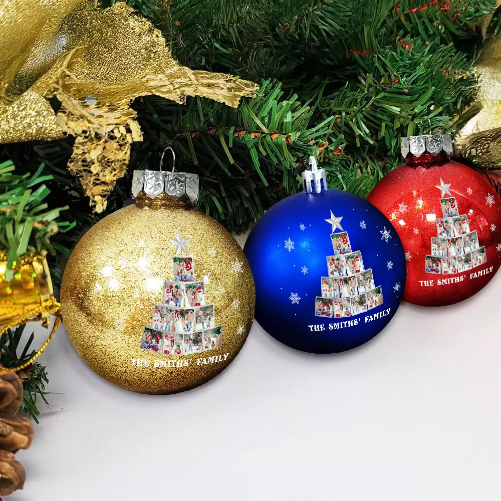Custom Photo Christmas Tree - Personalized Ball Ornament - Image 4