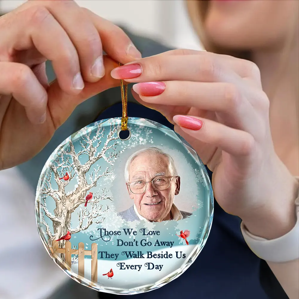 Custom Photo Christmas Will Never Be The Same Without You - Personalized Circle Glass Ornament - Image 5
