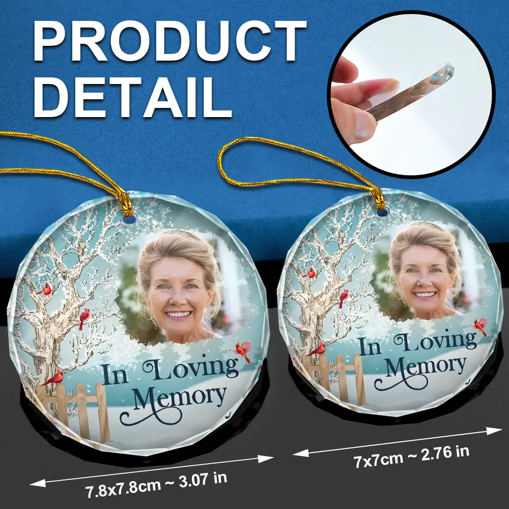 Custom Photo Christmas Will Never Be The Same Without You - Personalized Circle Glass Ornament - Image 7