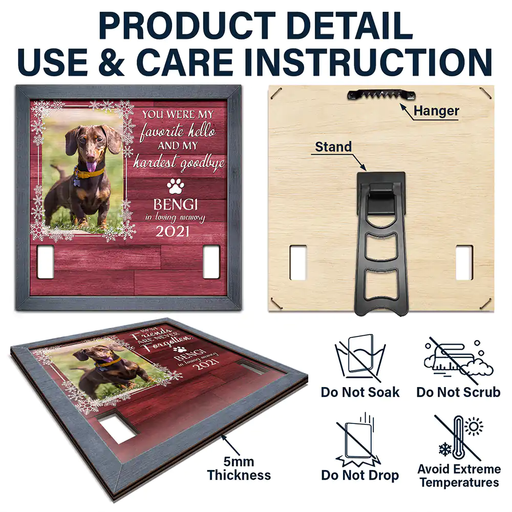 Custom Photo Christmas Will Never Be The Same Without You - Personalized Pet Loss Sign, Collar Frame - Image 5