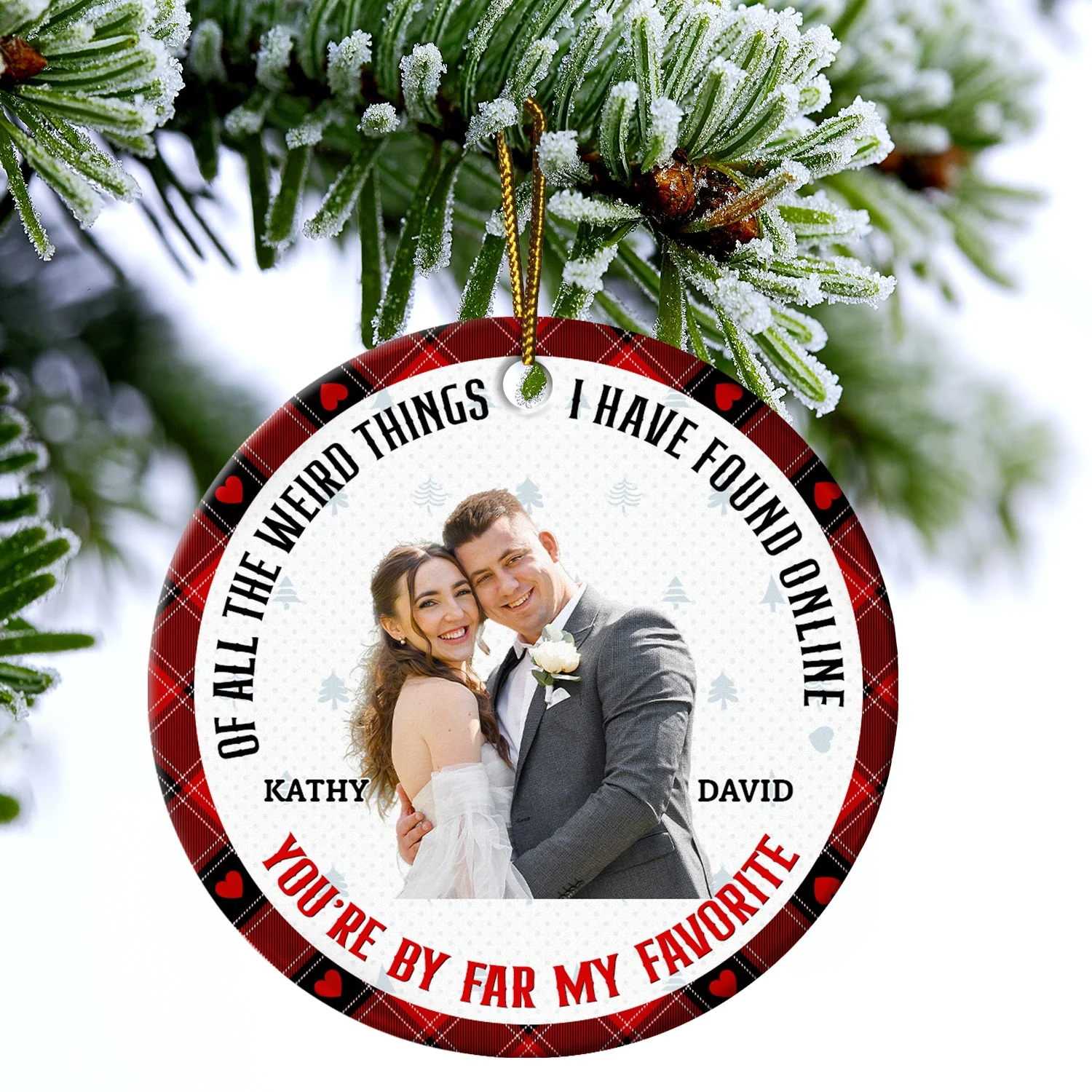 Custom Photo Christmas You Are By Far My Favorite - Gift For Couples - Personalized Custom Circle Ceramic Ornament - Image 5