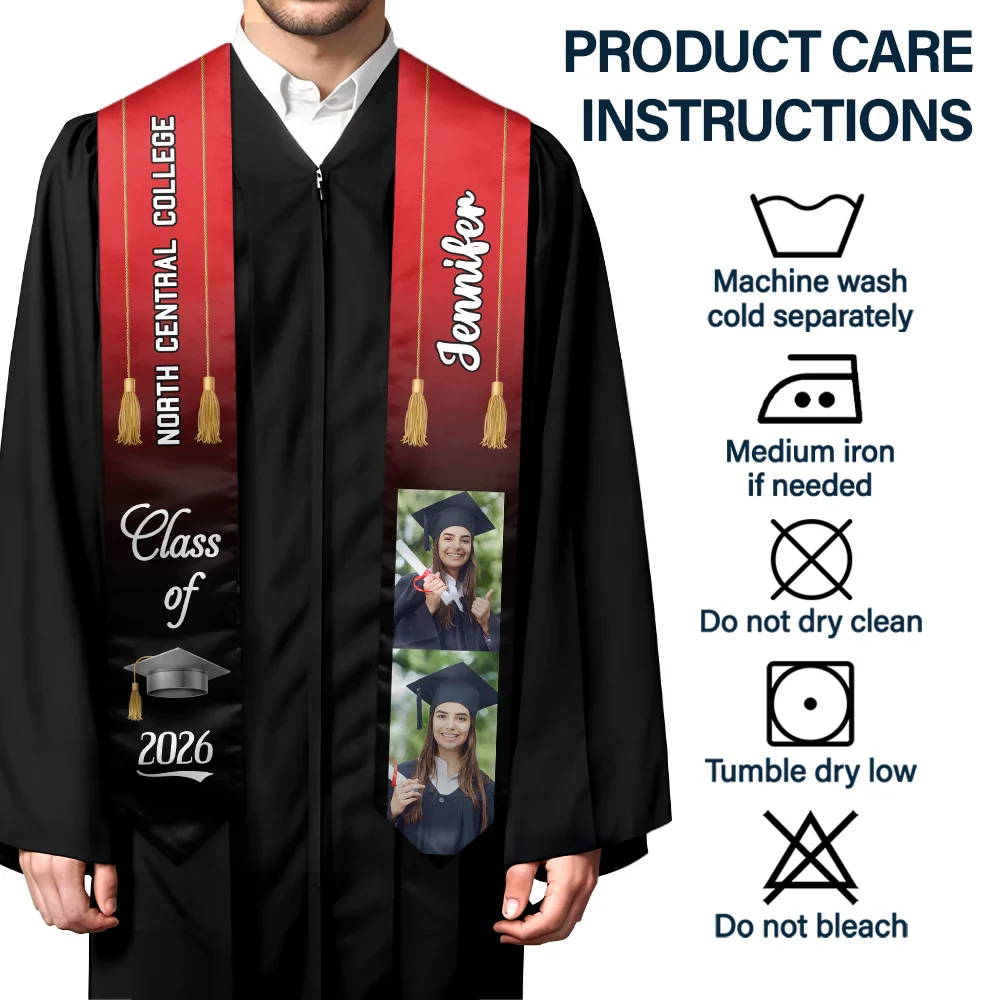 Custom Photo Class Of - Graduation Gift - Personalized Stoles - Image 6