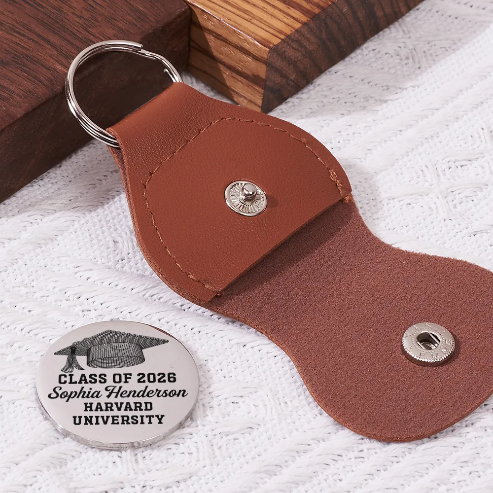 Custom Photo Class Of Graduation Senior - Personalized Leather Pocket Hug - Image 2