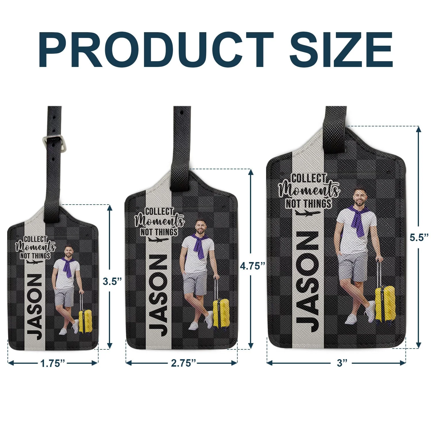 Custom Photo Collect Moments Not Things - Gift For Travellers, Travelling Lovers, Him, Her - Personalized Luggage Tag - Image 6