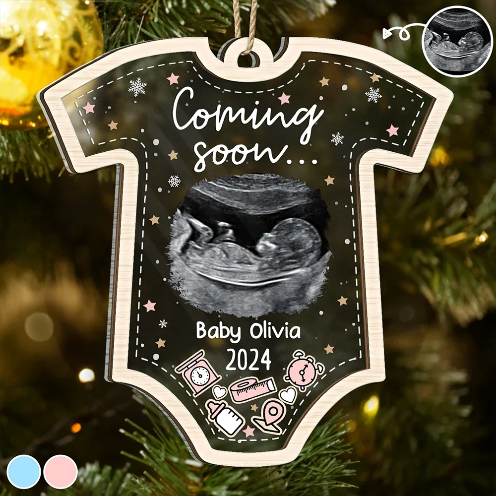 Custom Photo Coming Soon Christmas - Personalized 2-Layered Mix Ornament