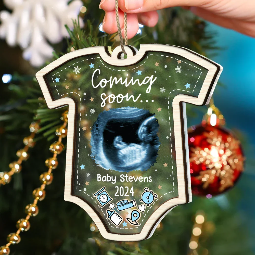 Custom Photo Coming Soon Christmas - Personalized 2-Layered Mix Ornament - Image 4