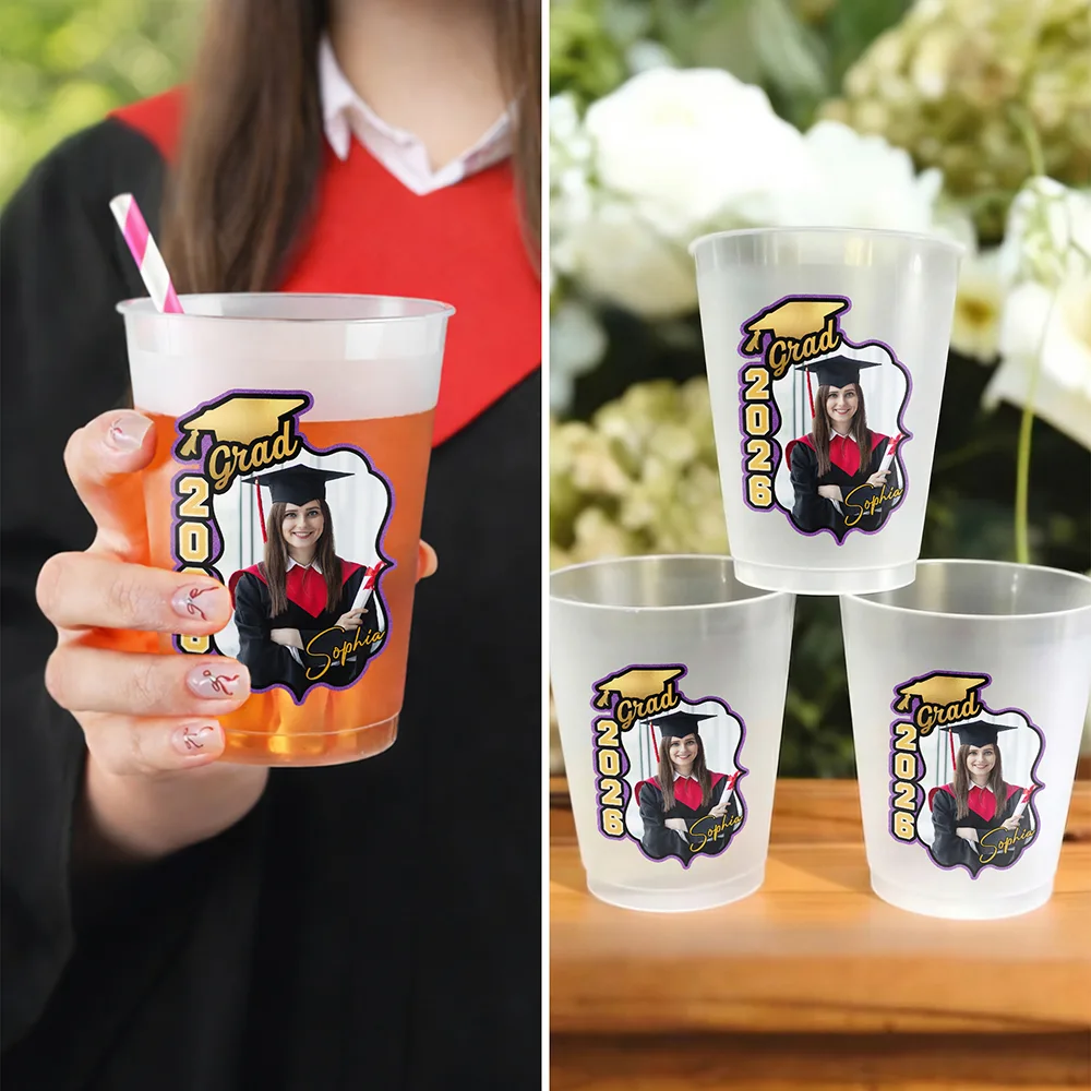 Custom Photo Congrats Graduate - Personalized Frosted Cups - Image 4