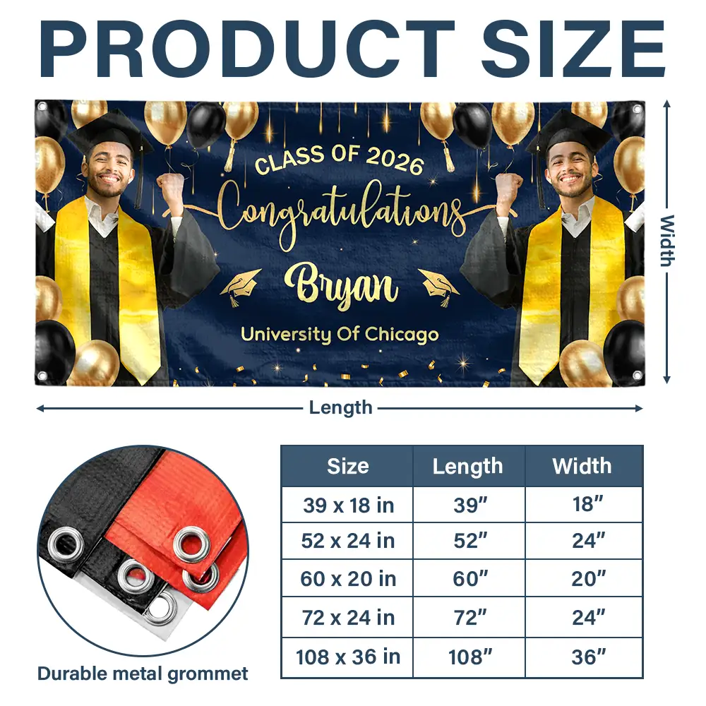 Custom Photo Congrats Graduation - Personalized Horizontal Banner - Image 7