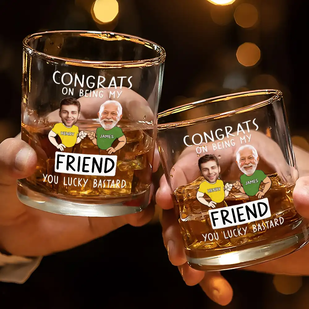 Custom Photo Congrats On Being My Brother You Lucky Man Funny Friend - Personalized Whiskey Glass - Image 4