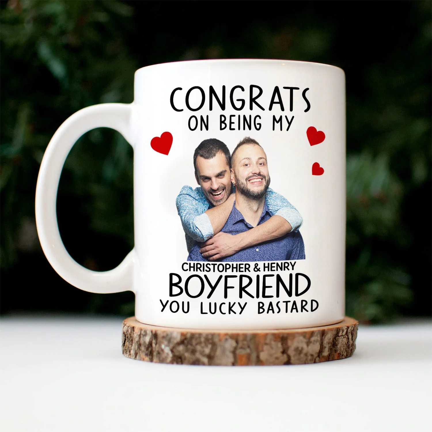 Custom Photo Congrats On Being My Husband - Anniversary, Vacation, Funny Gift For Couples, Family - Personalized Mug - Image 4
