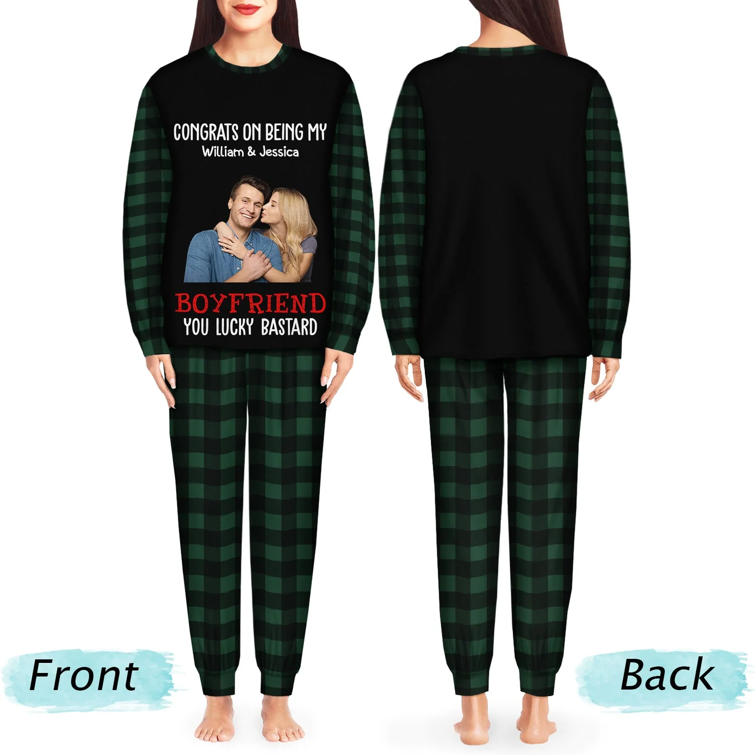 Custom Photo Congrats On Being My Husband - Gift For Couples, Family - Personalized Unisex Pajamas Set - Image 3