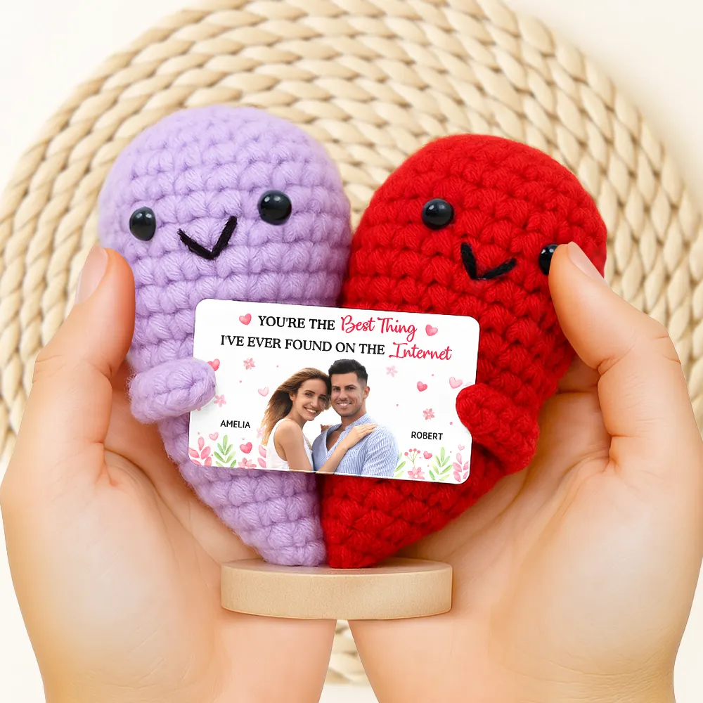 Custom Photo Congrats On Being My Husband - Personalized Doll Crochet With Custom Card - Image 3