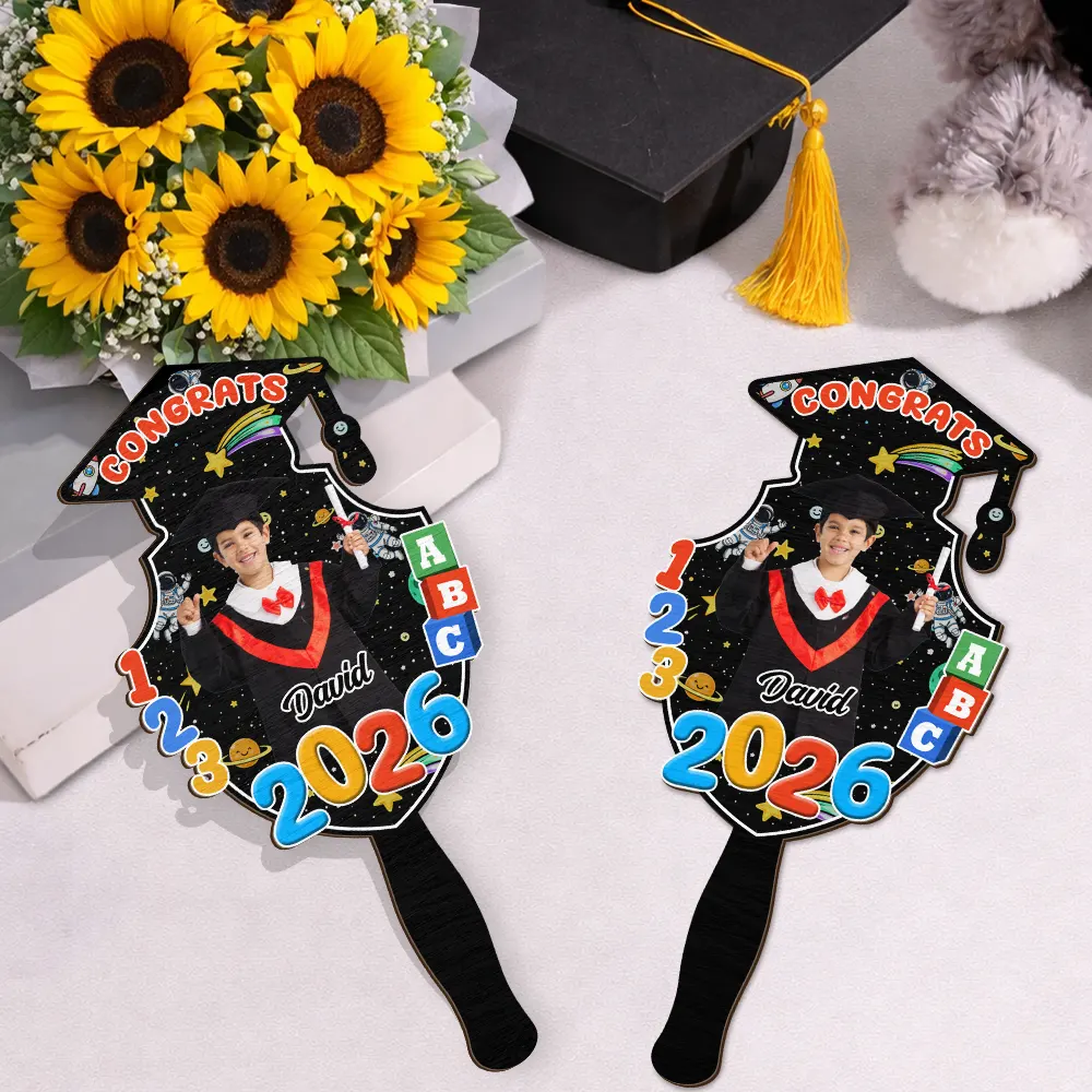 Custom Photo Congrats Pre-K Kindergarten Graduation - Personalized Graduation Handheld Fan - Image 3