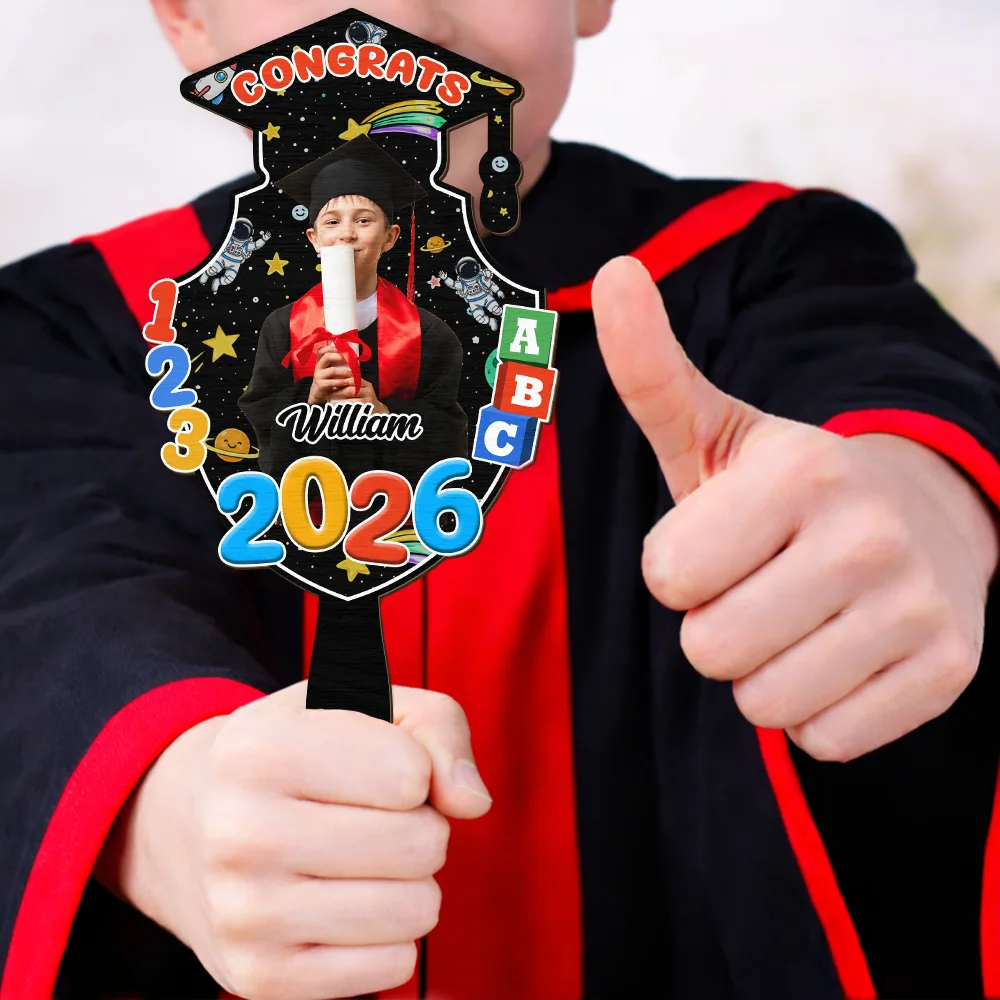 Custom Photo Congrats Pre-K Kindergarten Graduation - Personalized Graduation Handheld Fan - Image 6