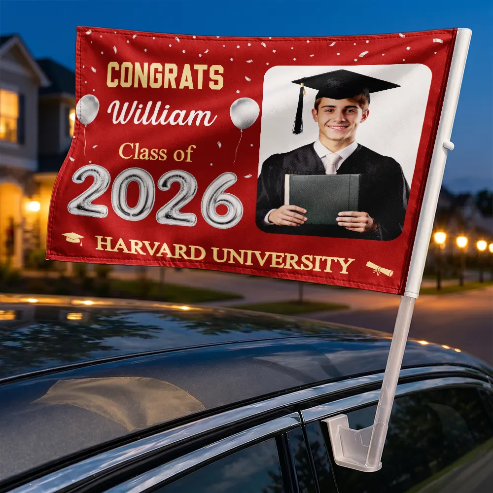 Custom Photo Congrats Proud Graduation Of The Class - Personalized Car Flag - Image 2