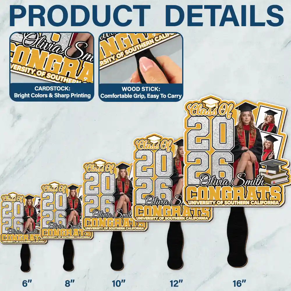 Custom Photo Congrats You Did It - Personalized Graduation Handheld Fan - Image 5