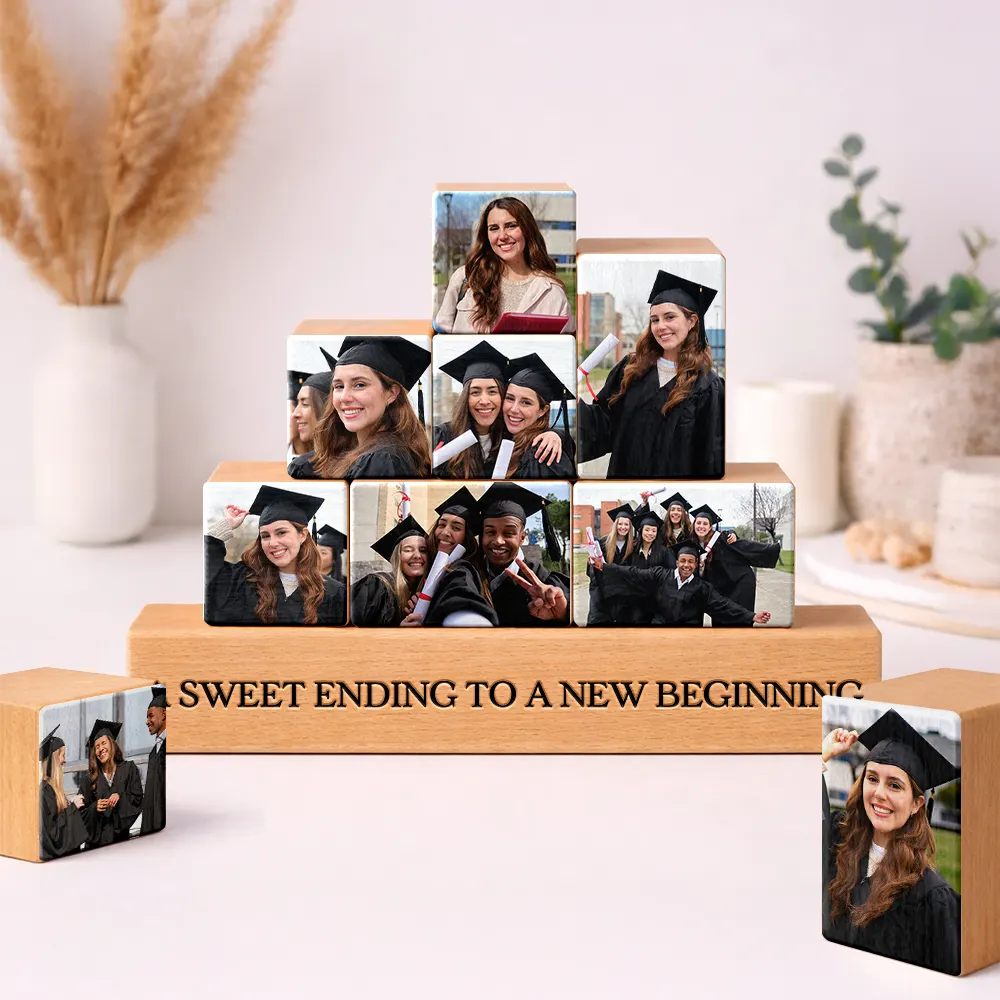 Custom Photo Congratulations Graduate - Personalized Wooden Stacking Photo Blocks - Image 2