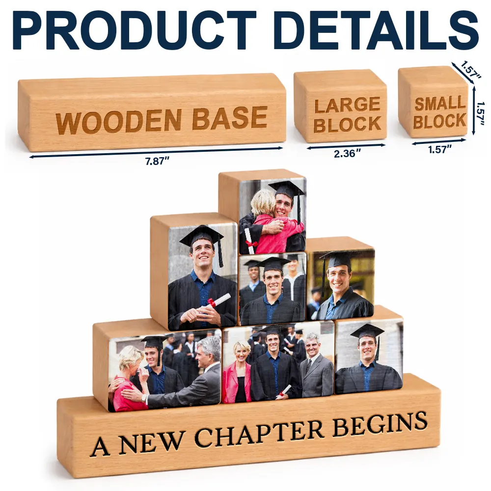 Custom Photo Congratulations Graduate - Personalized Wooden Stacking Photo Blocks - Image 4