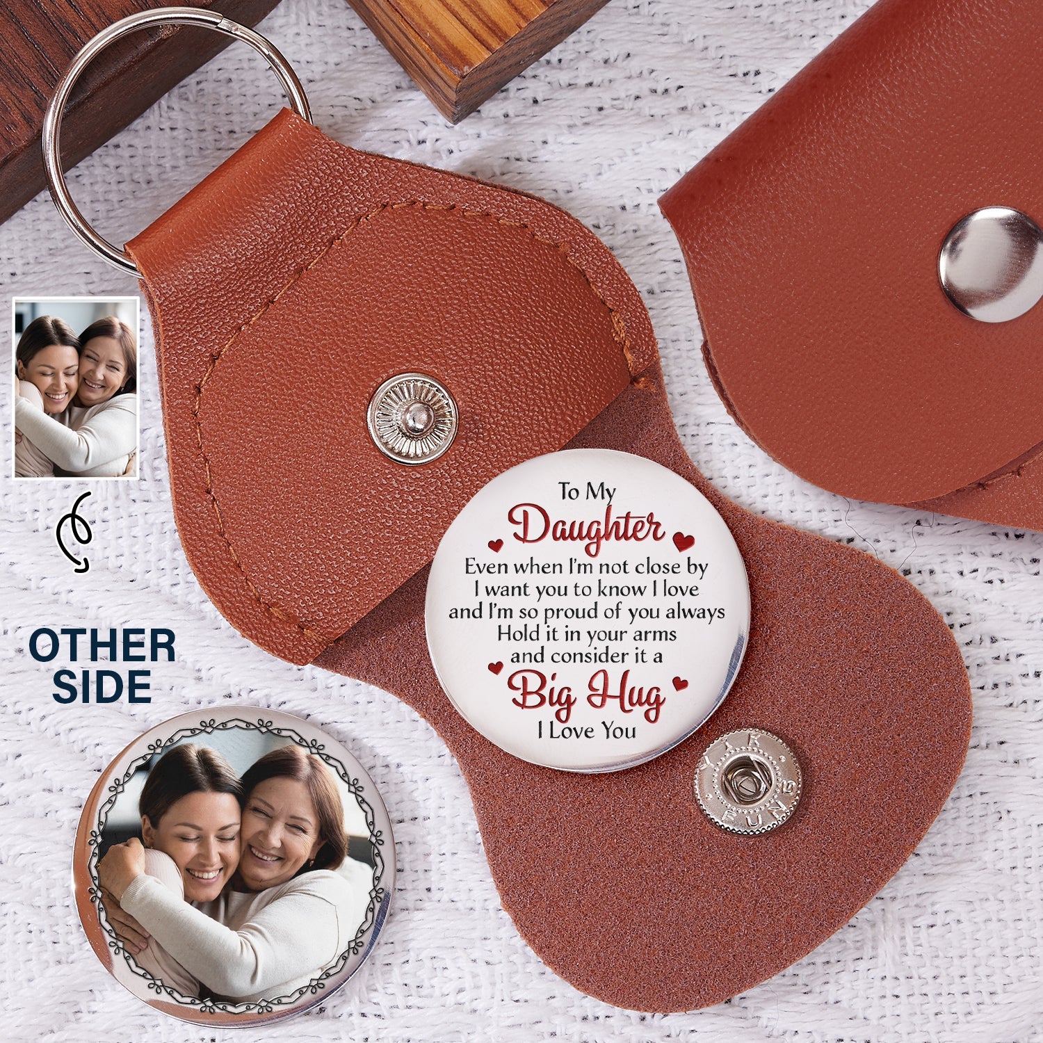 Custom Photo Consider It A Big Hug And I Love You - Personalized Leather Pocket Hug - Image 2