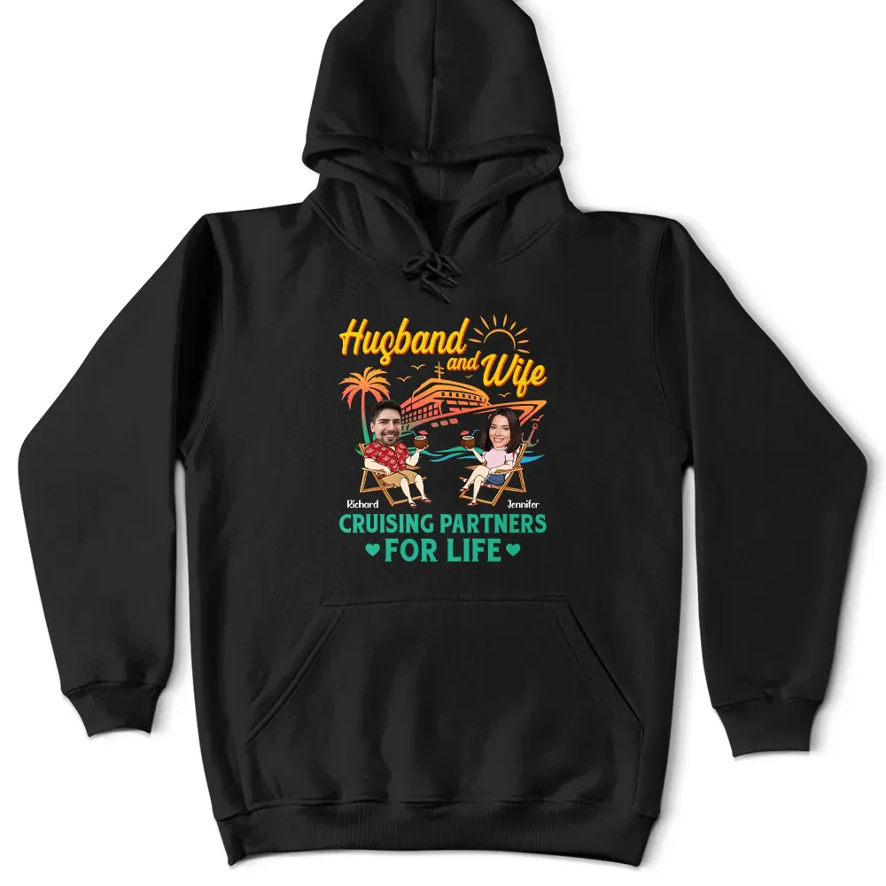 Custom Photo Couple Cruising Partners For Life - Personalized T Shirt - Image 5