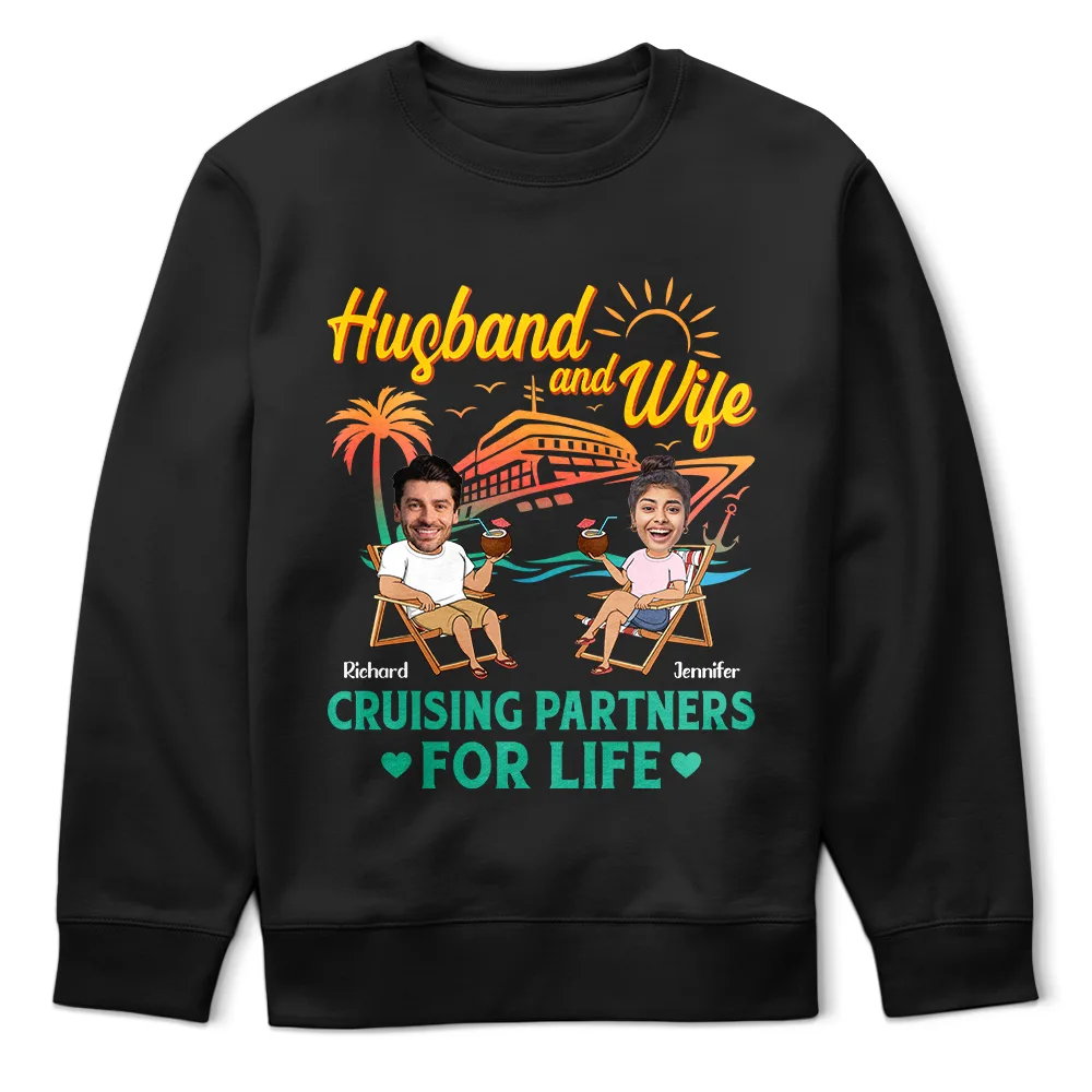 Custom Photo Couple Cruising Partners For Life - Personalized T Shirt - Image 6
