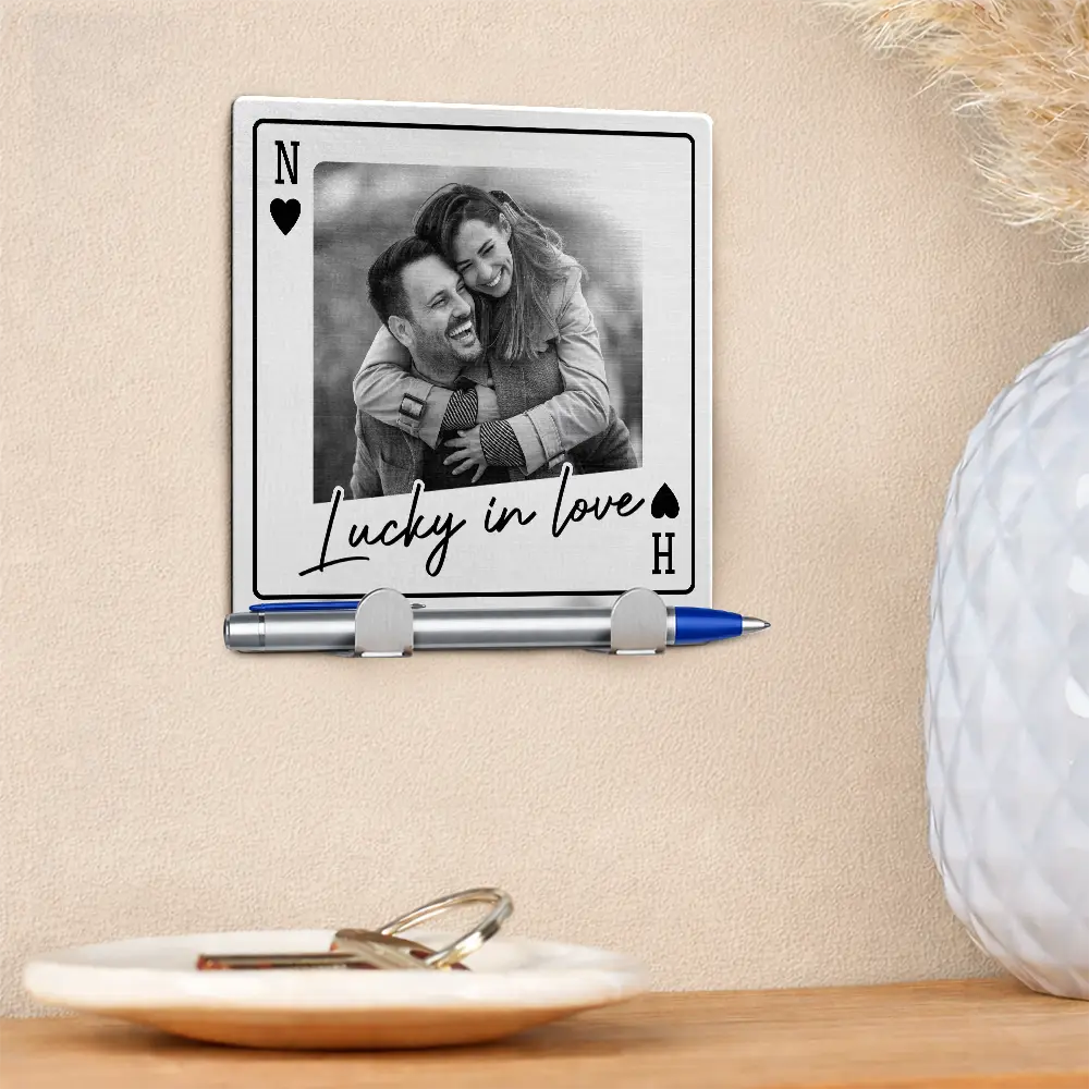 Custom Photo Couple Drive Safe Handsome Playing Card - Personalized Mini Key Hook - Image 2