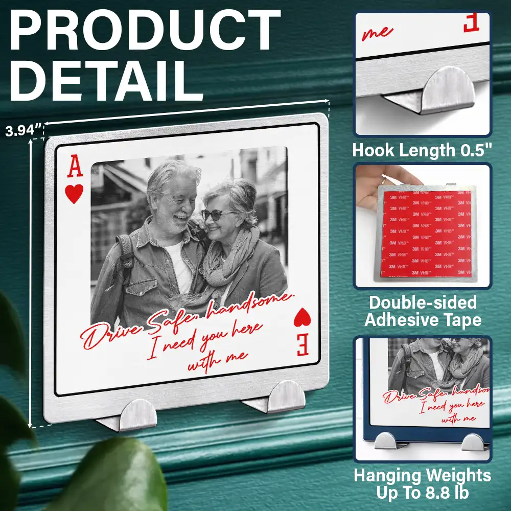 Custom Photo Couple Drive Safe Handsome Playing Card - Personalized Mini Key Hook - Image 5