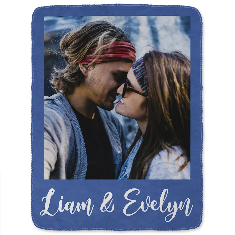 Custom Photo Couple Family Besties Memory - Personalized Fleece Blanket, Sherpa Blanket - Image 2