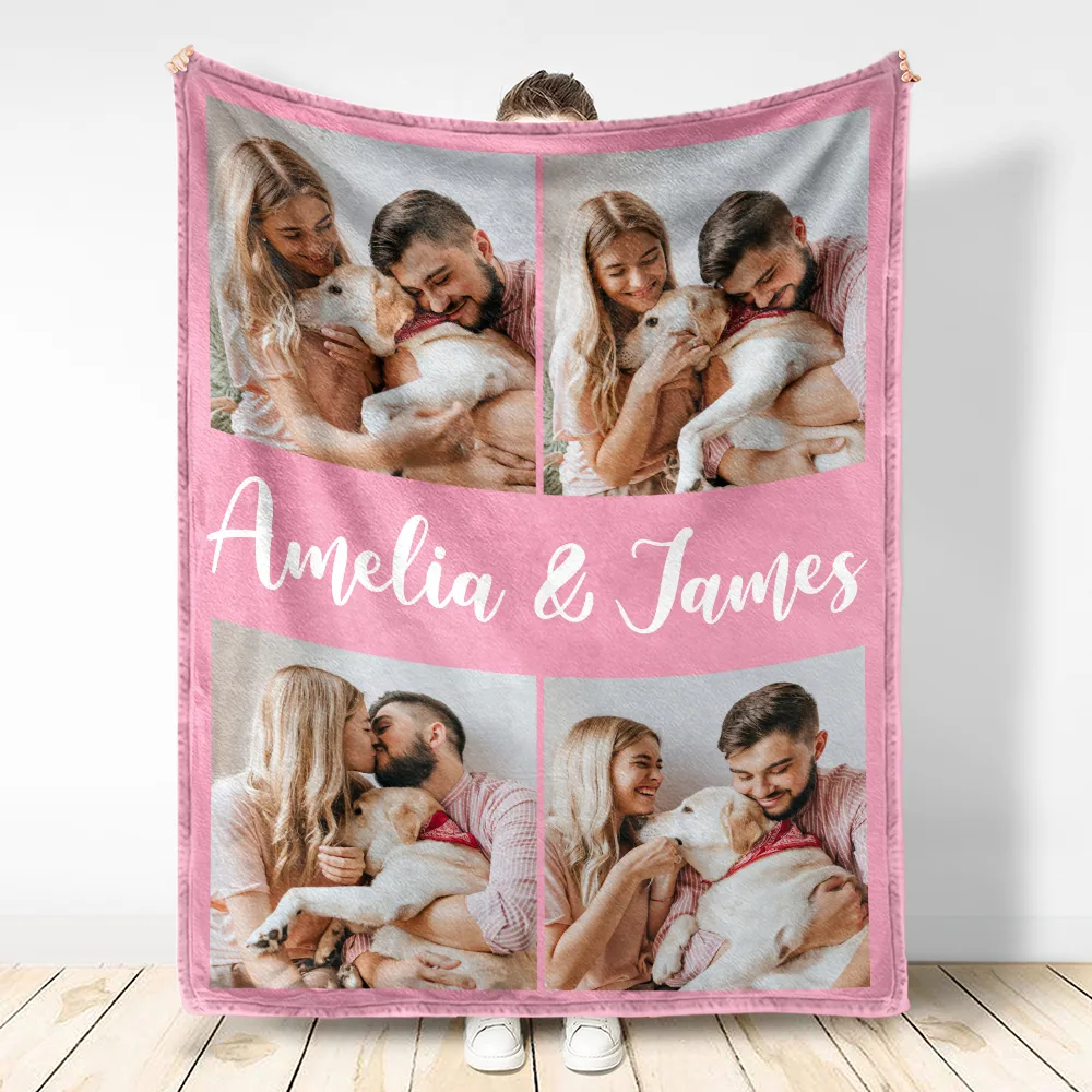 Custom Photo Couple Family Besties Memory - Personalized Fleece Blanket, Sherpa Blanket - Image 3