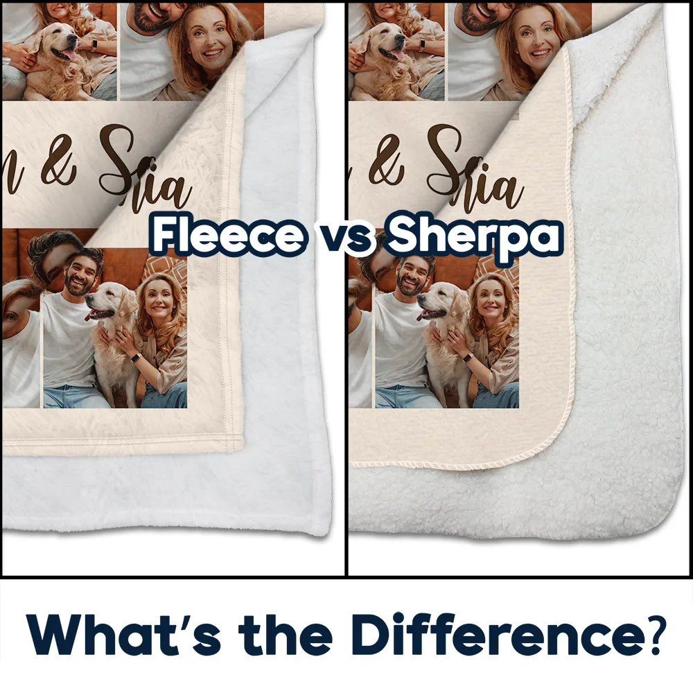 Custom Photo Couple Family Besties Memory - Personalized Fleece Blanket, Sherpa Blanket - Image 4