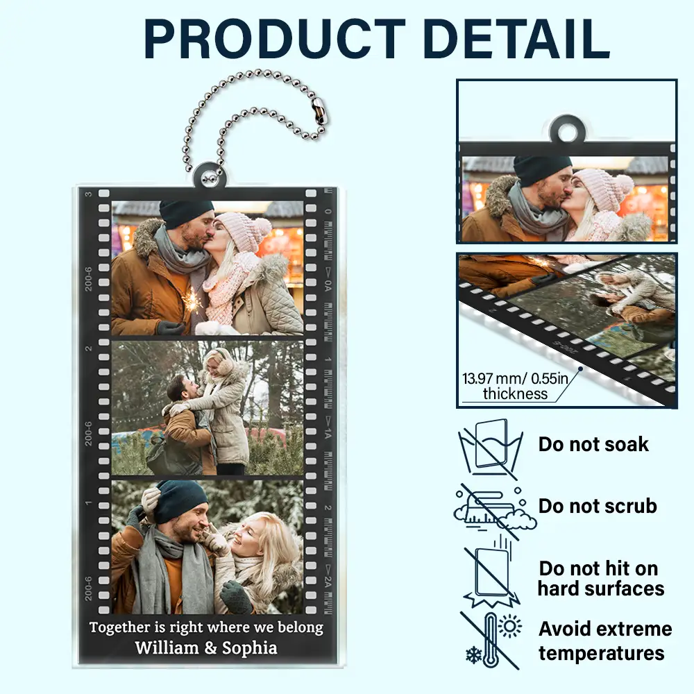 Custom Photo Couple Family Friends Camera Film Roll - Personalized Acrylic Car Hanger - Image 5