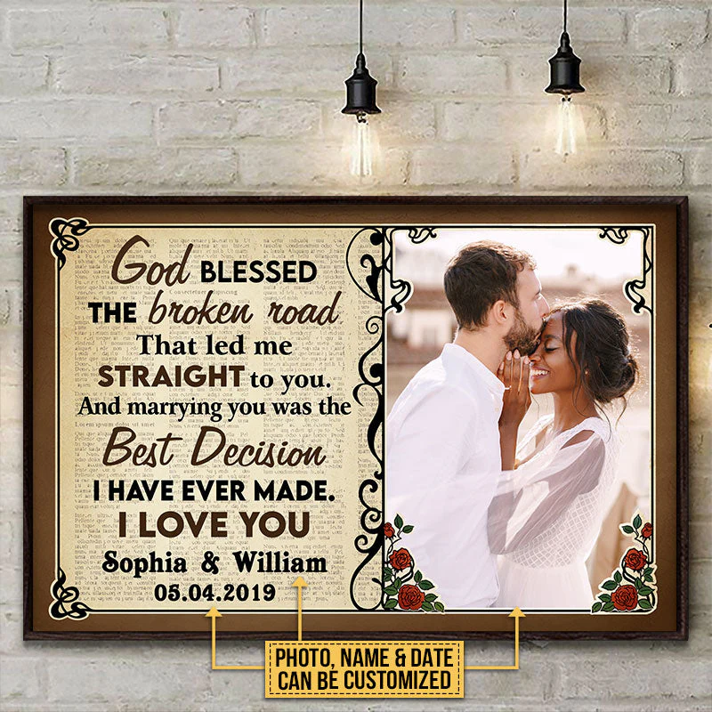 Custom Photo Couple Husband Wife God Blessed The Broken Road Photo Gift Custom Poster, Wedding Gift, Anniversary, Wall Pictures, Wall Art, Wall Decor - Image 3