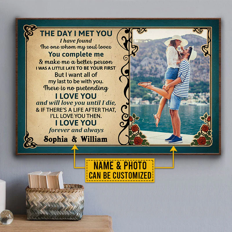 Custom Photo Couple Husband Wife The Day I Met Photo Gift Custom Poster, Wall Pictures, Wall Art, Wall Decor - Image 4