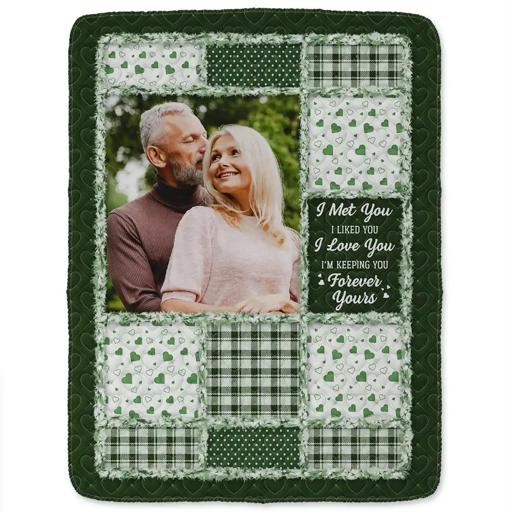 Custom Photo Couple I Met You I Liked You I Love You - Personalized Fleece Blanket, Sherpa Blanket - Image 2