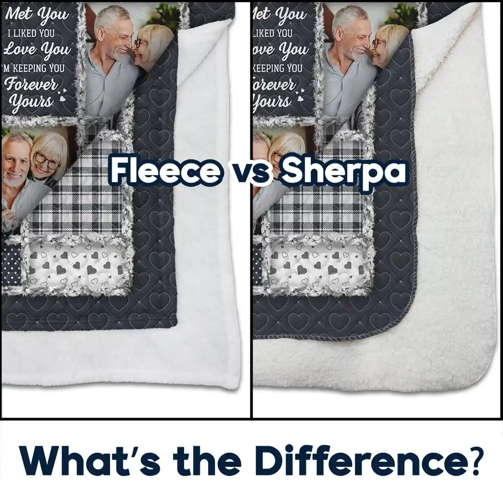 Custom Photo Couple I Met You I Liked You I Love You - Personalized Fleece Blanket, Sherpa Blanket - Image 4
