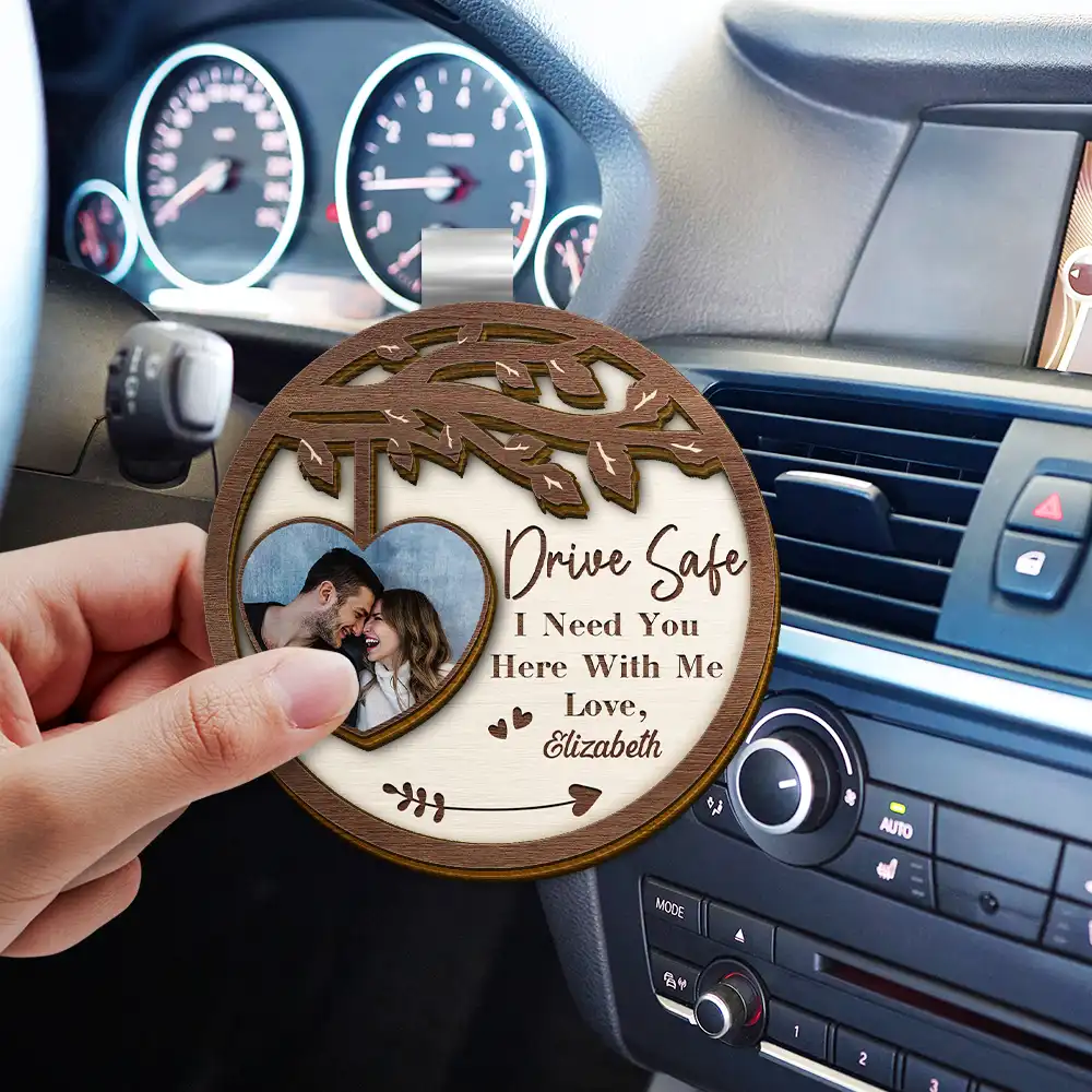 Custom Photo Couple I Need You Here With Me - Personalized Custom Shaped Car Visor Clip - Image 3