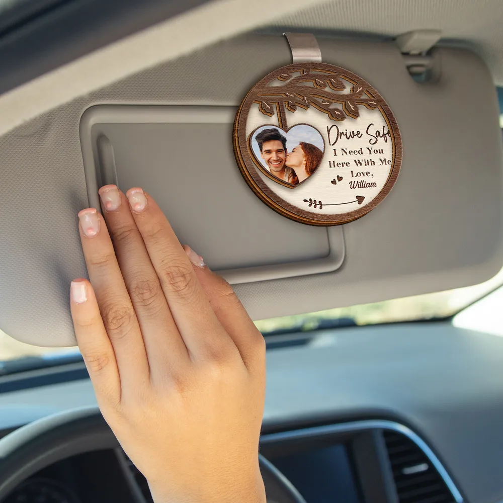 Custom Photo Couple I Need You Here With Me - Personalized Custom Shaped Car Visor Clip - Image 4