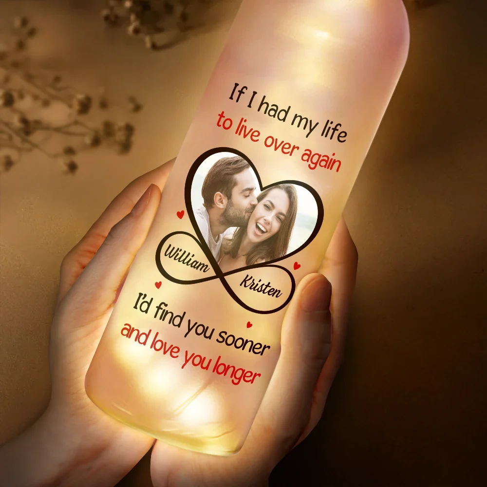 Custom Photo Couple I'd Find You Sooner And Love You Longer - Personalized Bottle Light - Image 3