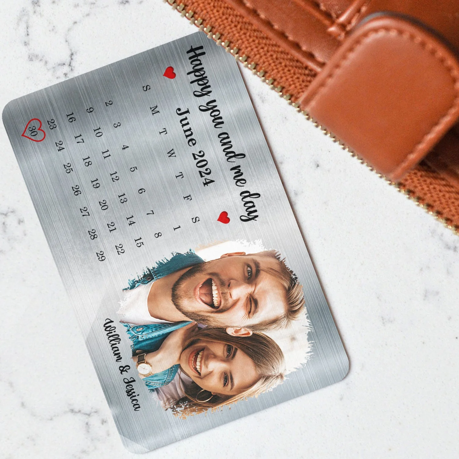Custom Photo Couple It's You And Me Day - Gift For Couples - Personalized Aluminum Wallet Card - Image 3