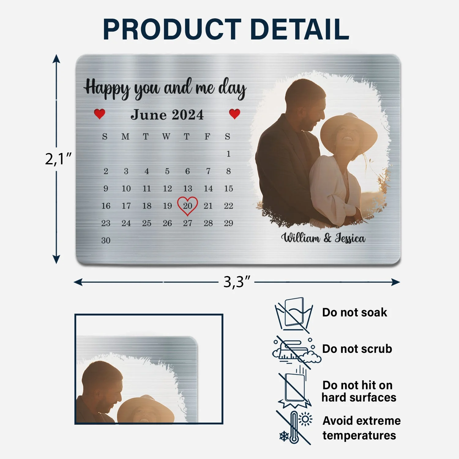 Custom Photo Couple It's You And Me Day - Gift For Couples - Personalized Aluminum Wallet Card - Image 6