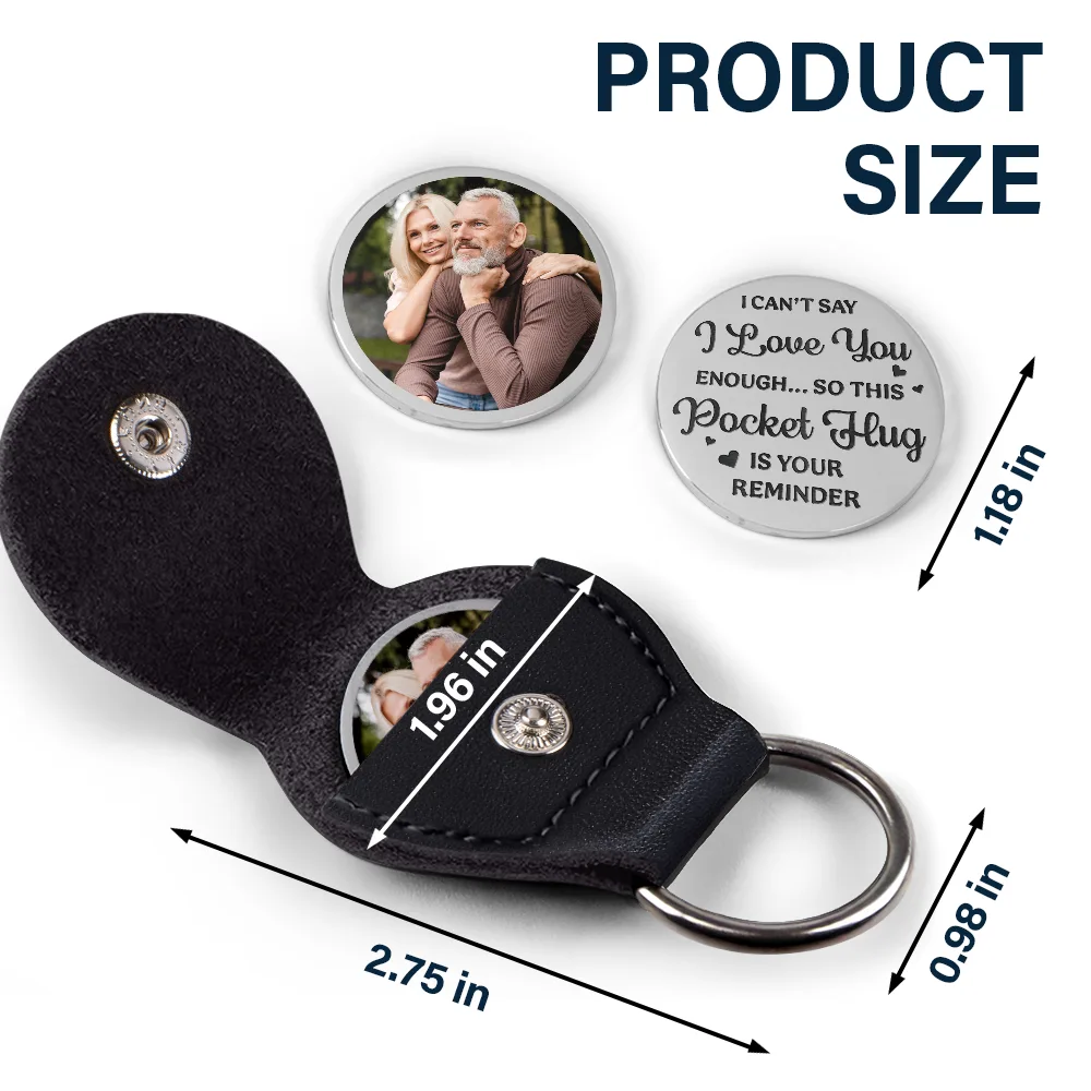 Custom Photo Couple Let Me Always Be With You - Personalized Leather Pocket Hug - Image 5
