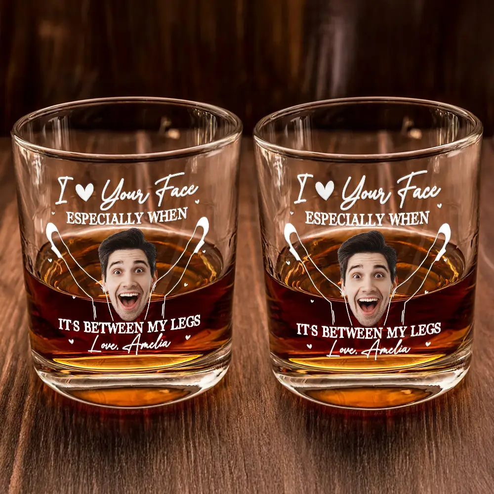 Custom Photo Couple Love Your Face - Personalized Whiskey Glass - Image 3