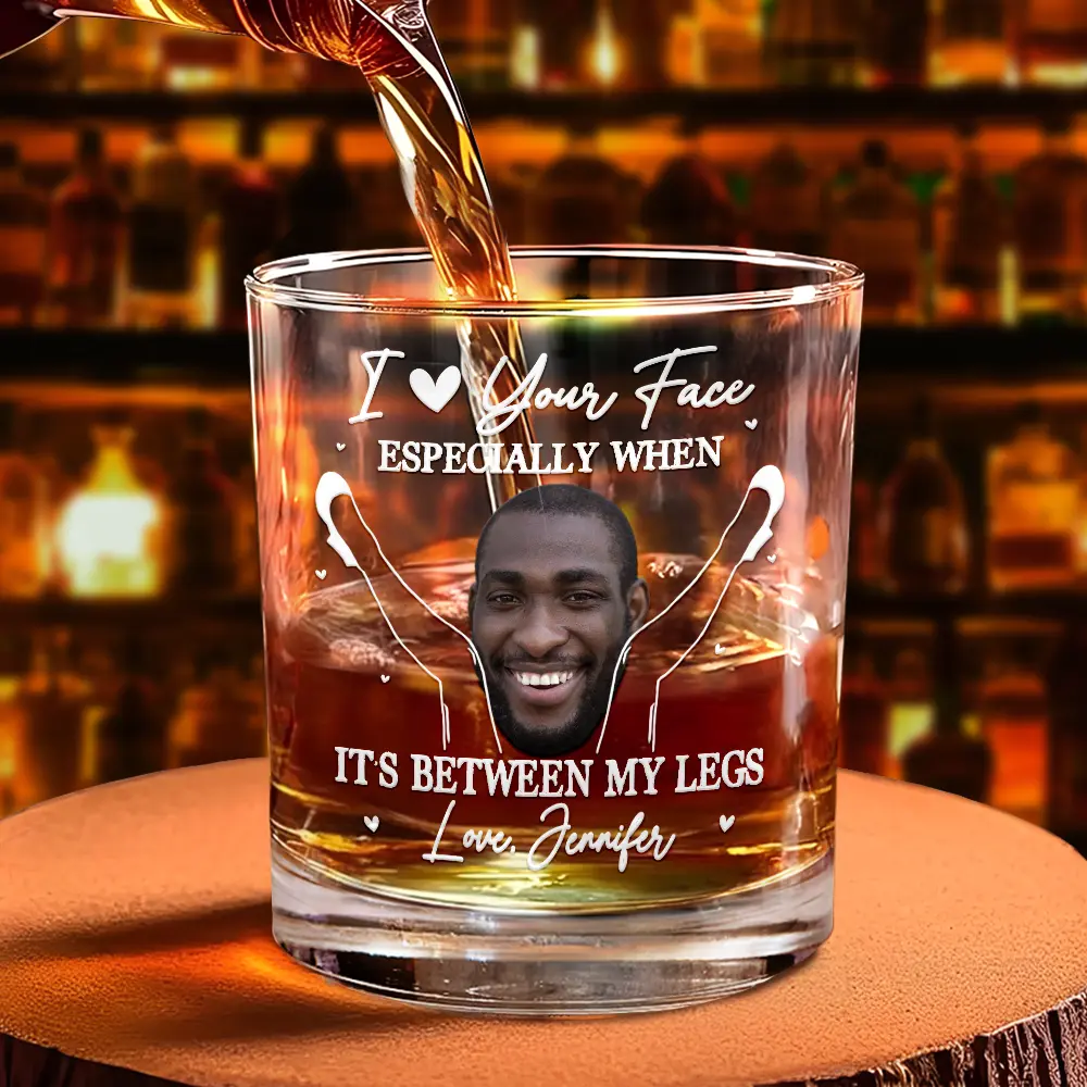 Custom Photo Couple Love Your Face - Personalized Whiskey Glass - Image 5