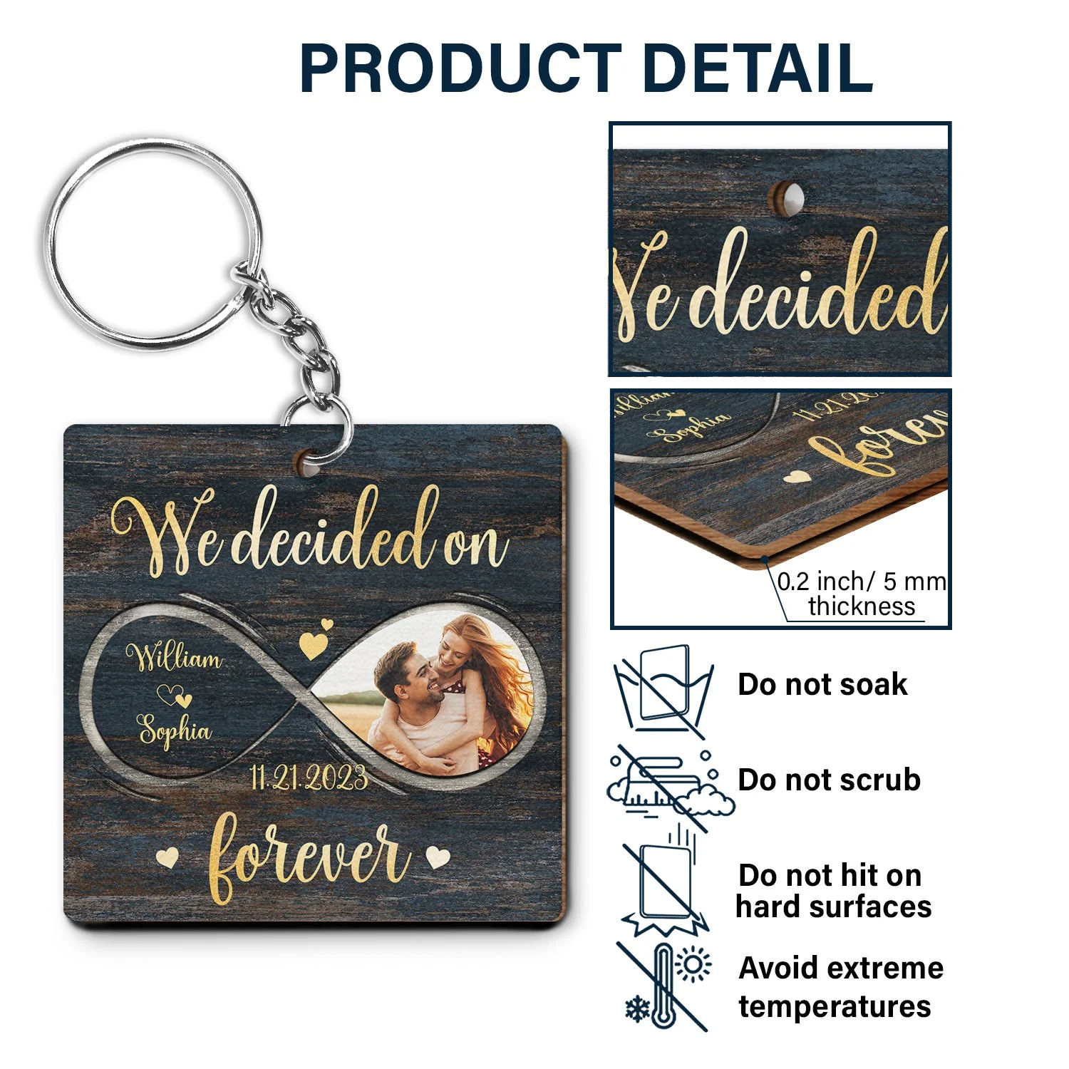 Custom Photo Couple My Heart Needed You - Anniversary Gift For Couples, Spouse, Lovers, Wife, Husband, Girlfriend, Boyfriend - Personalized Wooden Keychain - Image 5